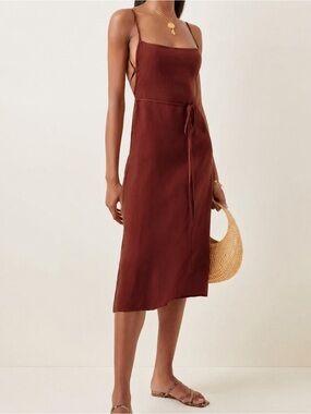 Anemos K.M. Tie Dress Size Medium Umber Brown Rust Swim Coverup 2023